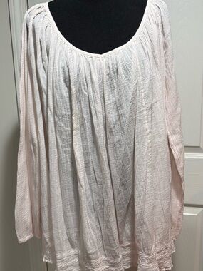 Calypso St. Barth Pale Pink Gauze Peasant Blouse